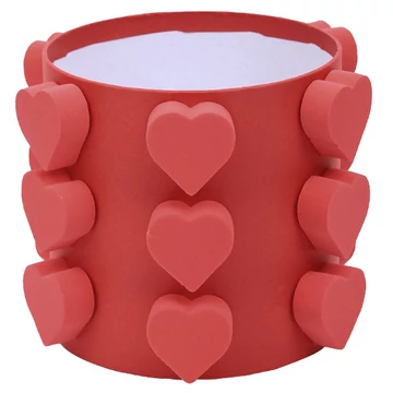 BOX-M4-012 BOX-M4 Szívekkel díszített virágbox piros 16,8 cm
