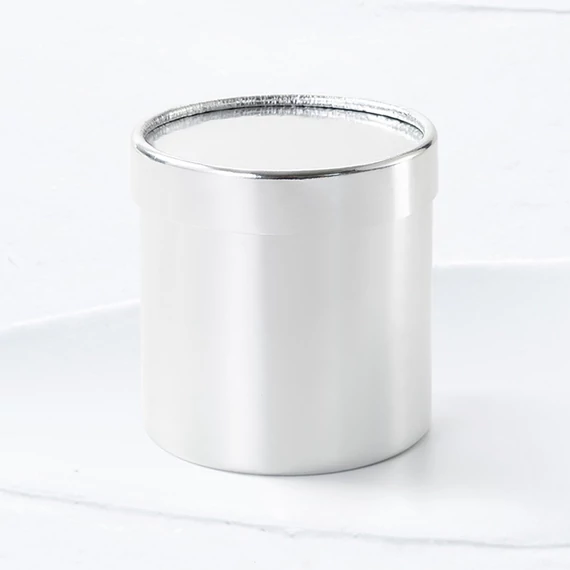BOX-M2-124 BOX-M2 Virágdoboz henger metál ezüst 12,5 cm