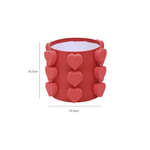 BOX-M4-012 BOX-M4 Szívekkel díszített virágbox piros 16,8 cm