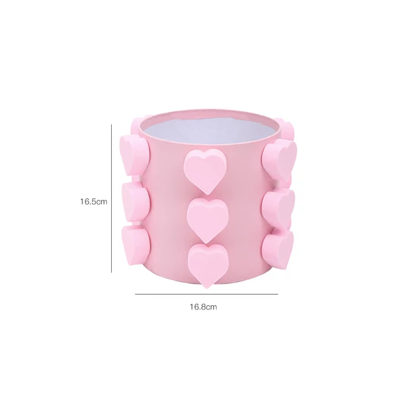BOX-M4-164 BOX-M4 Szívekkel díszített virágbox rózsaszín 16,8 cm